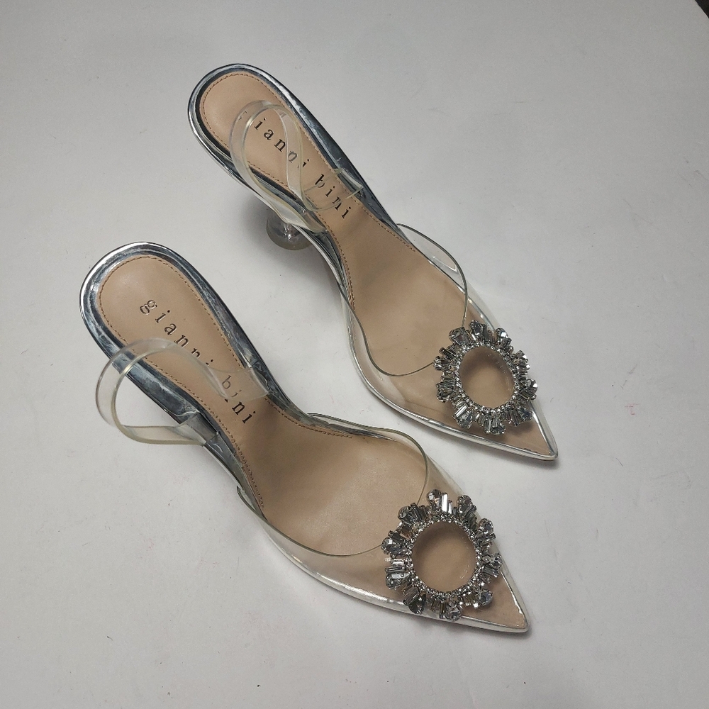 GIANNI BINI Vivyee Clear Rhinestones Heels Size 11 - Picture 12 of 15